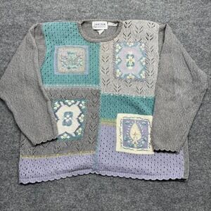 Jantzen Classics‎ Knitted Floral Sweater Size Large Womens
